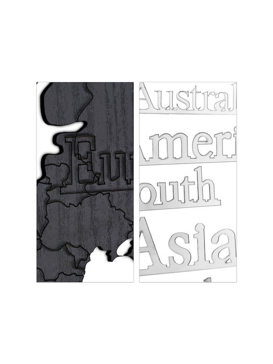 World Map Wooden Cut-out Wall Decoration 5 Clocks Dimensions 61 X 113 Cm Relaxdays