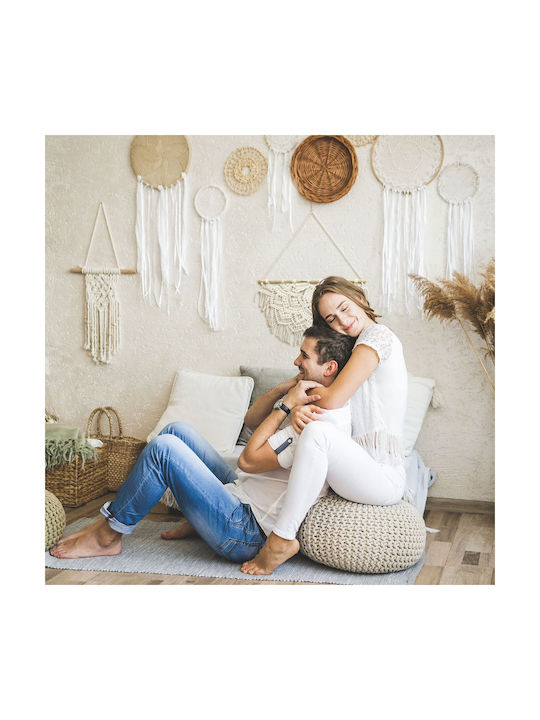 Decorațiune de perete macrame crem Dimensiuni 65 X 60,5 X 1,5 cm Relaxdays