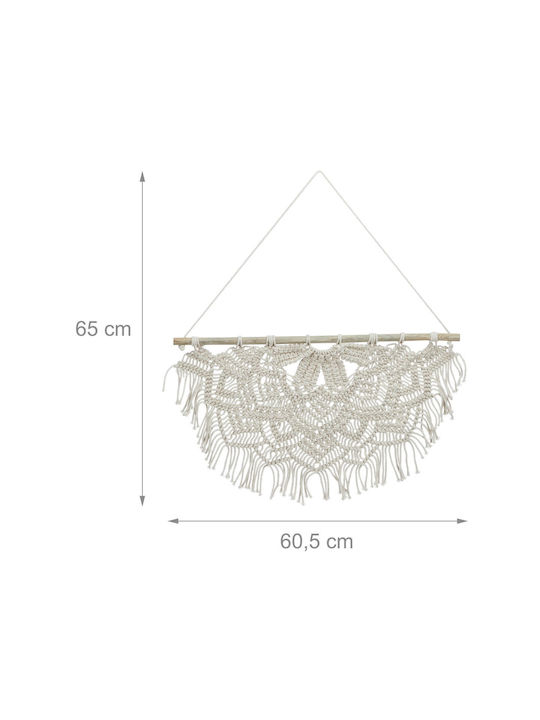 Decorațiune de perete macrame crem Dimensiuni 65 X 60,5 X 1,5 cm Relaxdays