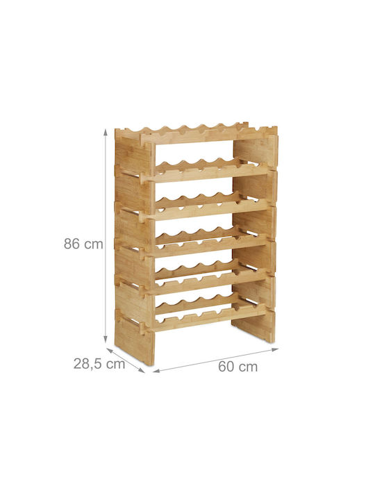 Suport sticle de vin Relaxdays din bambus natural 6 niveluri 36 sticle 80 X 60 X 28,5 cm
