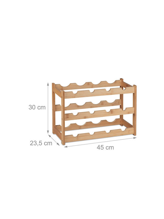 Suport pentru Sticle de Vin din Bambus Natural 12 Sticle 30 X 45 X 23.5 Cm
