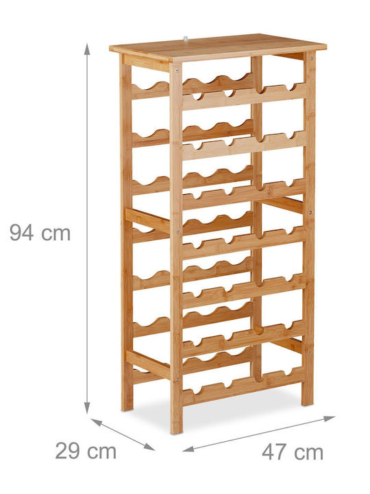 Relaxdays Wine Bottle Rack 28 Bottles Bamboo Natural 94 X 47 X 29 Cm