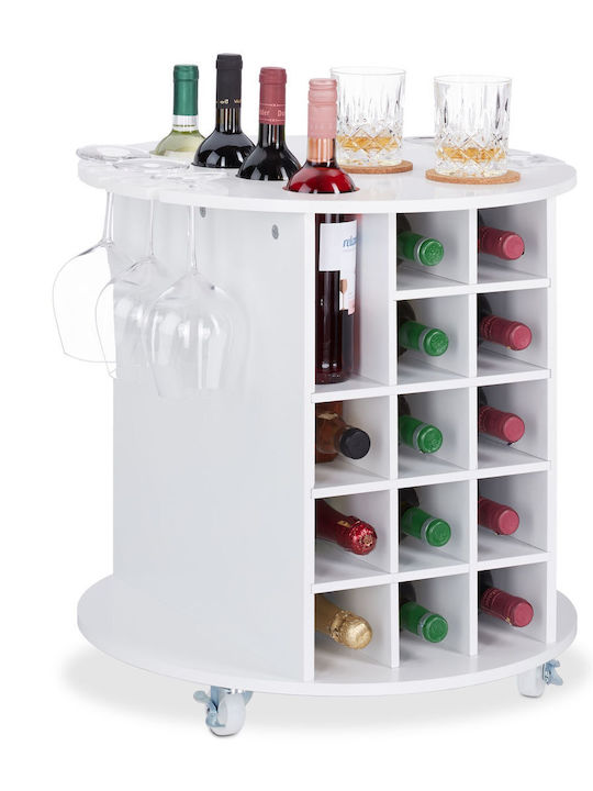 Suport pentru sticle de vin Relaxdays alb din MDF 17 sticle suport pentru pahare masă de servire 56 x 54 cm