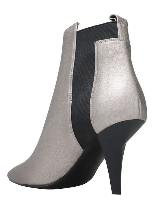 Viva/04 Leder Damen Chelsea Stiefeletten Silber