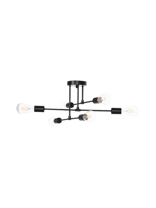 HomeMarkt Lighty Ceiling Light Black with E27 Socket 51x51x23cm