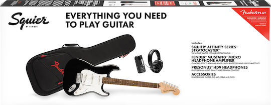 Fender Affinity Ηλεκτρική Κιθάρα ST Style με SSS Διάταξη Μαγνητών Μαύρη με Θήκη