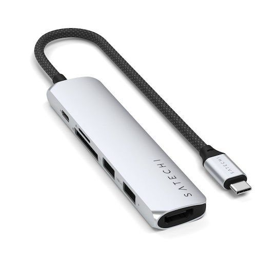 Satechi ST-P6SS USB-A / USB-C Docking Station mit HDMI 4K PD Silber