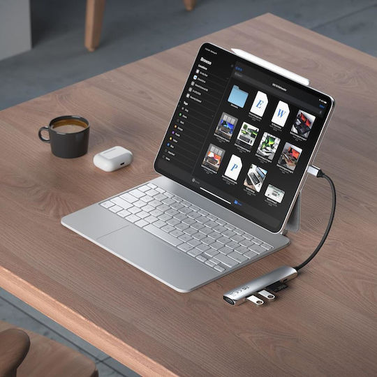Satechi ST-P6SS USB-A / USB-C Docking Station mit HDMI 4K PD Silber
