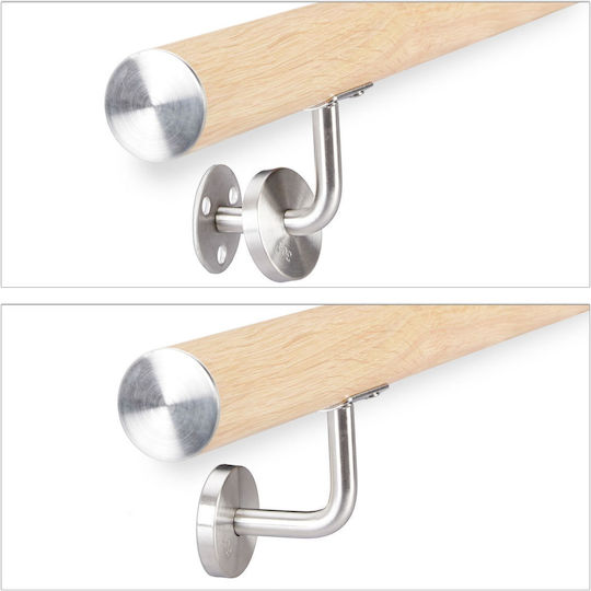 Aluminum Balustrade Beech Appearance Relaxdays Light Brown 100 Cm