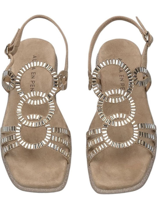 Flache Sandalen für Damen in Beige Farbe