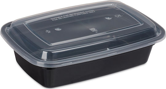 Rectangular Disposable Food Containers Lid 1000ml 10 Pieces 7 X 22 X 15 Cm