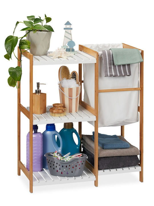 Relaxdays Καλάθι Απλύτων Bamboo 34lt Λευκό