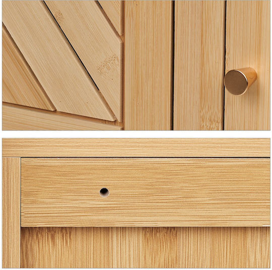 Relaxdays Банско Огледало от MDF с Рафт & Шкаф 55x40см Кафяв