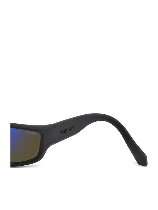 Polaroid Ochelari De Soare Pentru Bărbați Cu Ramă Neagră Din Plastic Și Lentilă Cu Oglindă Albastră PLD2166/S 0VK/5X