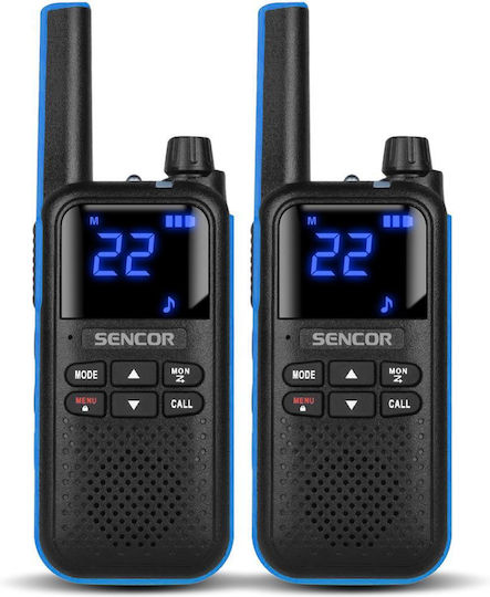 Sencor SMR 700 Walkie Talkie 2W with Monochrome Screen Set of 2pcs In Blue Color