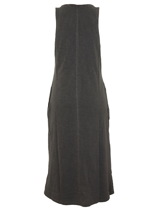 Καλοκαιρινό Midi Σεμιζιέ Φόρεμα Washed Black