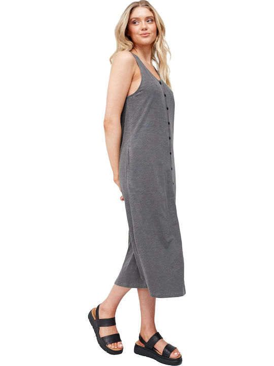 Καλοκαιρινό Midi Σεμιζιέ Φόρεμα Washed Black
