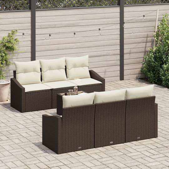 Set Mobilier Exterior 7 Piese Maro Cu Perne