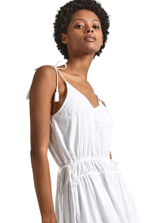 Pepe Jeans Φόρεμα Καλοκαιρινό Dusana Pl953480 Λευκό Regular Fit Φόρεμα Καλοκαιρινό Pepe Jeans