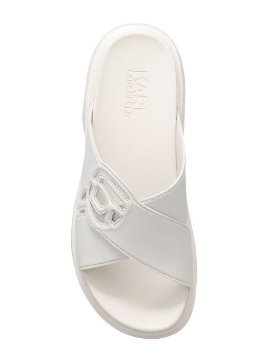 Leather Women's Flat Sandals in White Color
