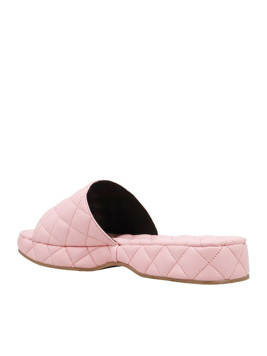 Leather Women's Flat Sandals in Pink Color