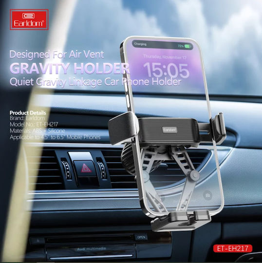 Earldom Suport Auto pentru Telefon cu cârlige reglabile Neagră