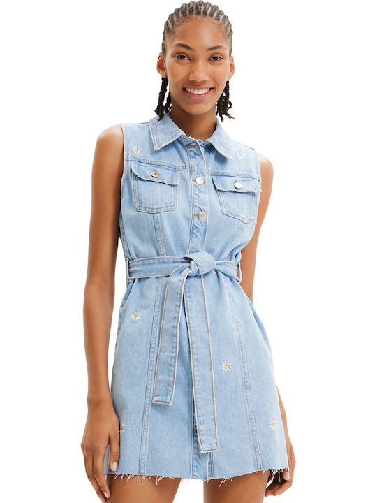 Virginnie Sommer Mini Hemdkleid Kleid Blau