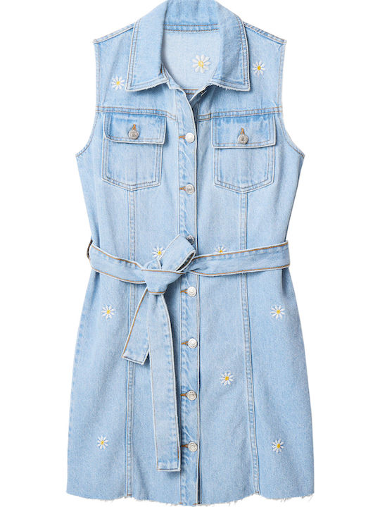Virginnie Sommer Mini Hemdkleid Kleid Blau