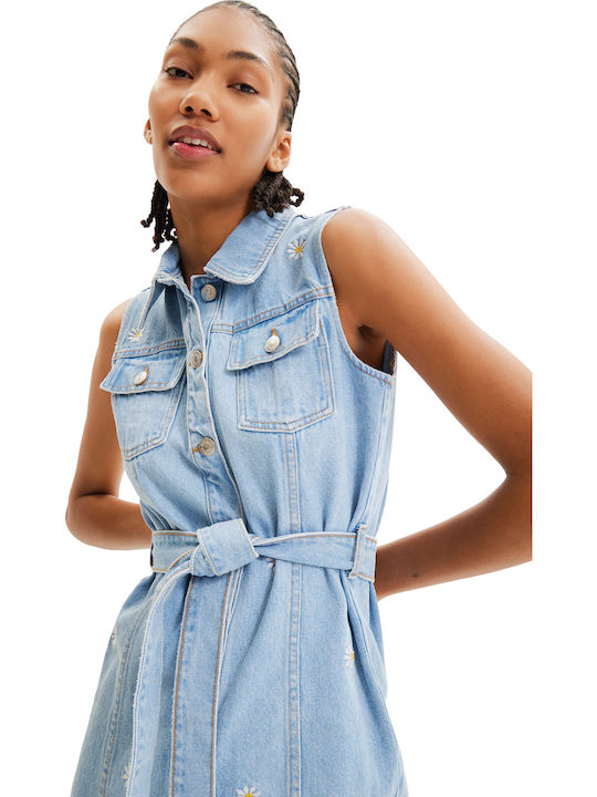 Virginnie Sommer Mini Hemdkleid Kleid Blau