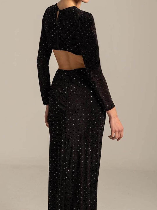 Enid Maxi Evening Velvet Dress Black