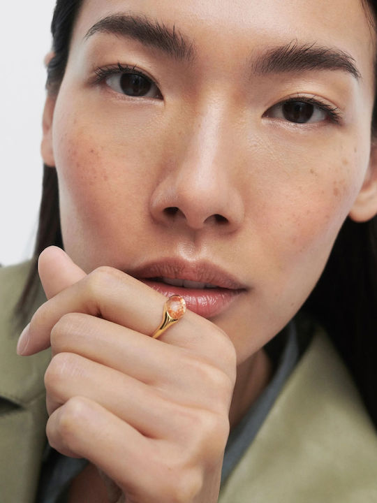 P D Paola Ring with Stones made of Silver Gold Plated