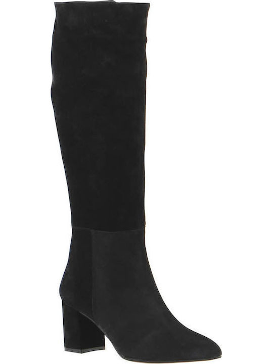 Suede Medium Heel Women's Boots Black