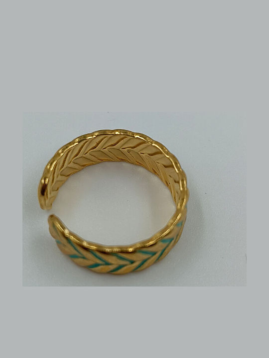 Style Damen Ring mit Emaille aus Stahl Vergoldet
