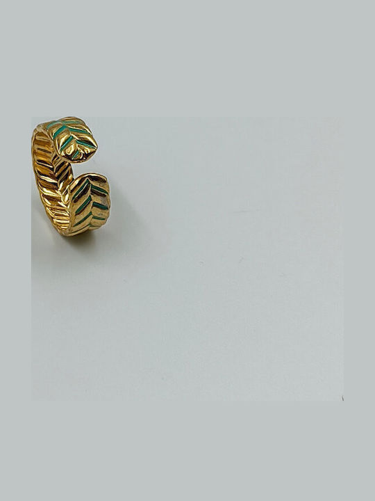 Style Damen Ring mit Emaille aus Stahl Vergoldet