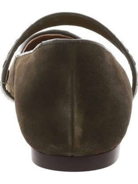 Leather Ballerinas Khaki