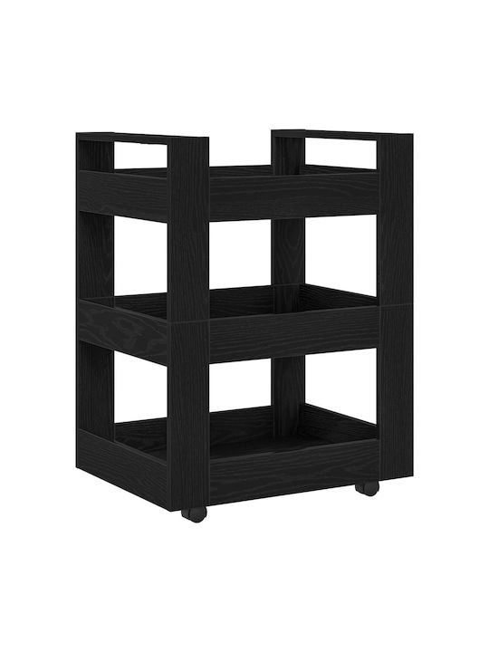 vidaXL Ραφιέρα Κουζίνας Ξύλινη 3 Θέσεων Μαύρη 60x45x80cm