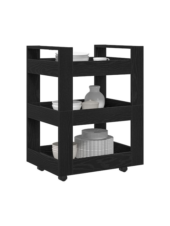 vidaXL Ραφιέρα Κουζίνας Ξύλινη 3 Θέσεων Μαύρη 60x45x80cm