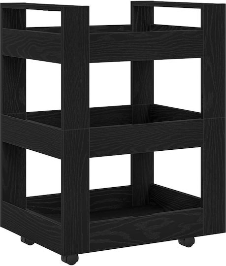 vidaXL Ραφιέρα Κουζίνας Ξύλινη 3 Θέσεων Μαύρη 60x45x80cm