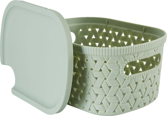5Five Storage Basket Plastic with Lid Green 2.3lt 1pcs