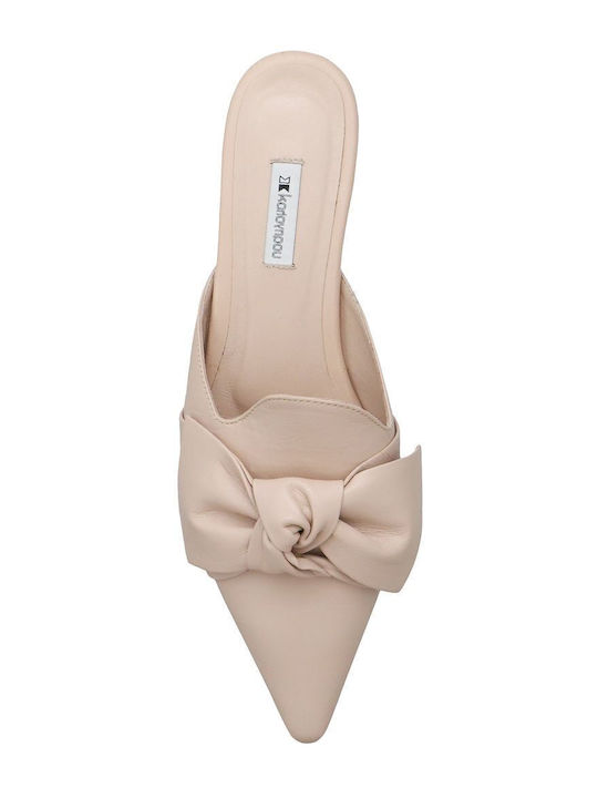 Flat Δερμάτινα Mules Cipria