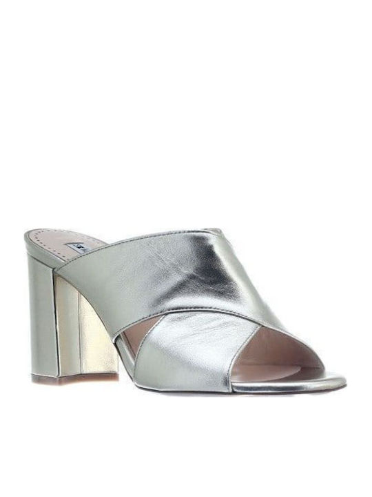 Mules with High Heel in Gold Color