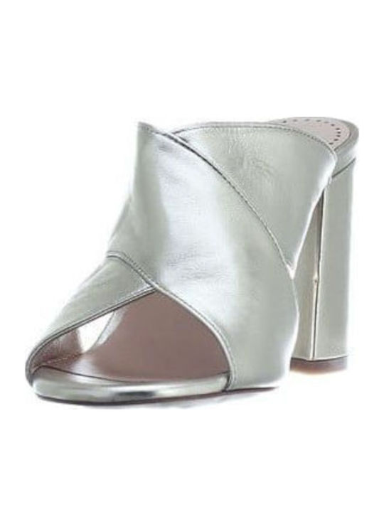 Mules with High Heel in Gold Color