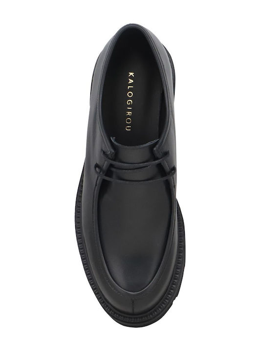 Leather Women's Moccasins in Black Color