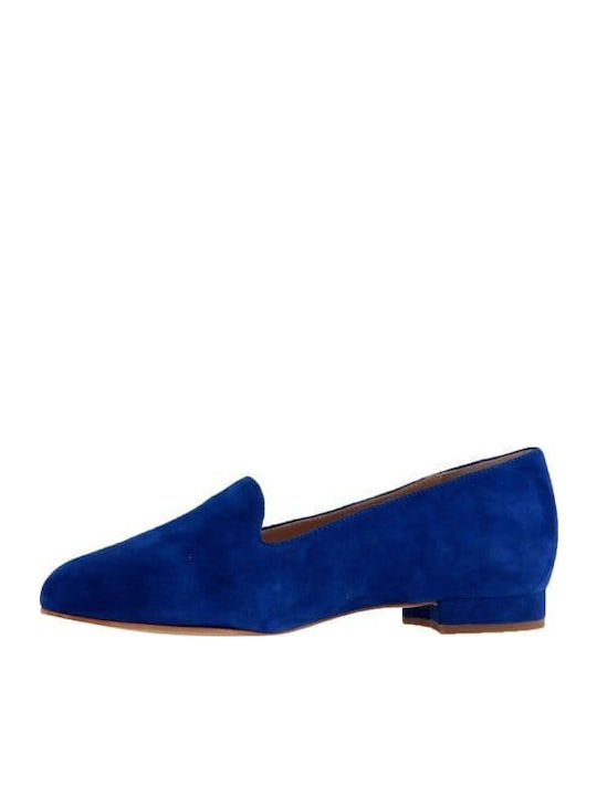 Leather Women's Loafers in Blue Color