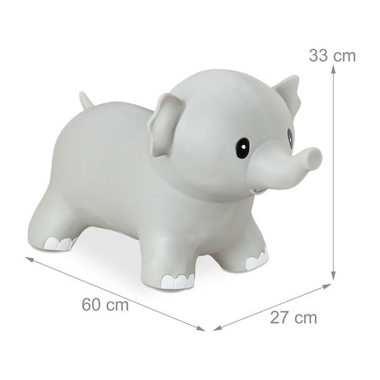 Săritor din cauciuc în formă de elefant pentru copii de la 3 ani Dimensiuni 33 X 27 X 60 cm Gri Relaxdays