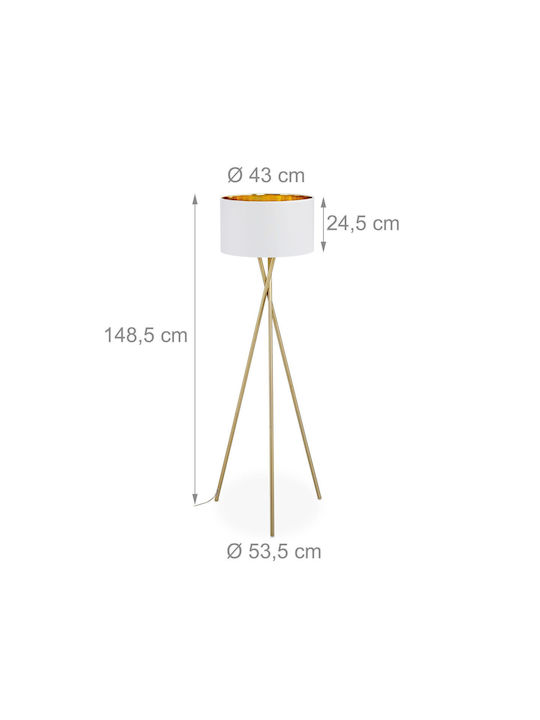 Relaxdays Lampa de podea Î149cm. cu Soclu pentru Bec E27 Alb