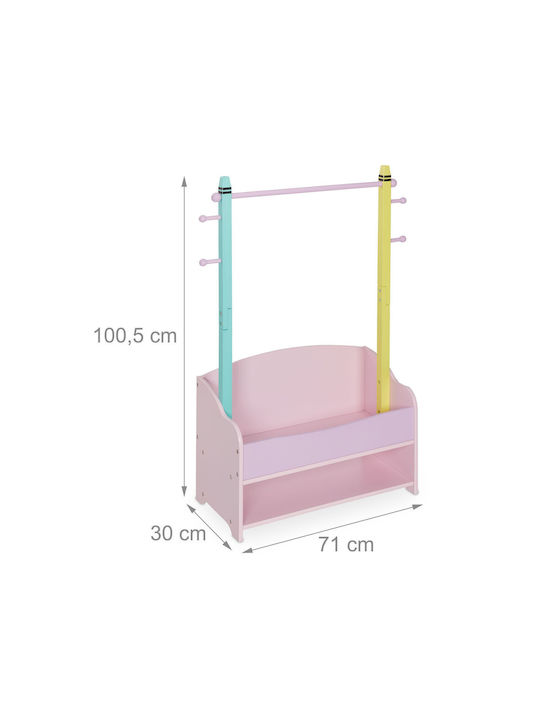 Relaxdays Cuiere pentru Copii Multi Hook cu cârlig Lemn Multicoloră 100.5x71x30εκ. 1buc