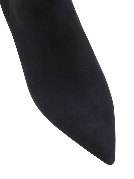 Suede Women's Ankle Boots with Medium Heel Black