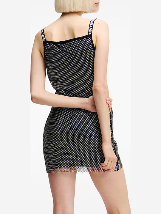 Summer Mini Evening Drape Dress Silver-Black