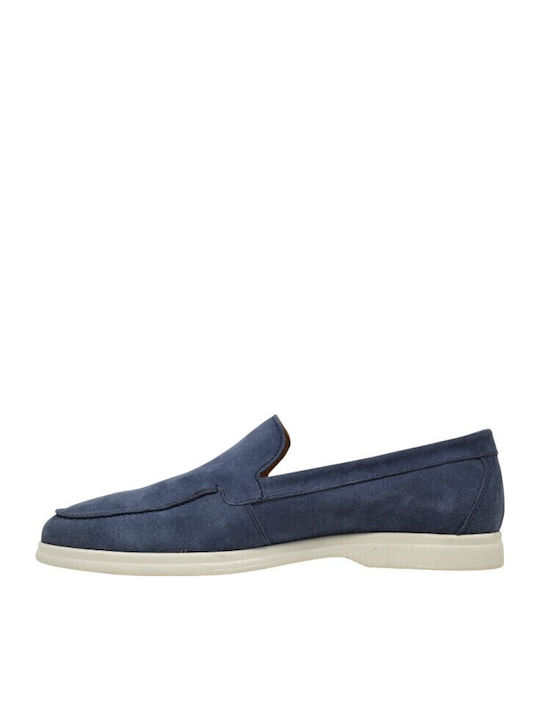 Δερμάτινα Ανδρικά Loafers σε Μπλε Χρώμα